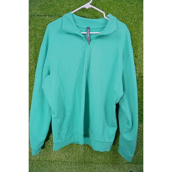 LULULEMON Green French Terry Oversized Half-Zip Pullover - Women's Size L - Picture 1 of 3